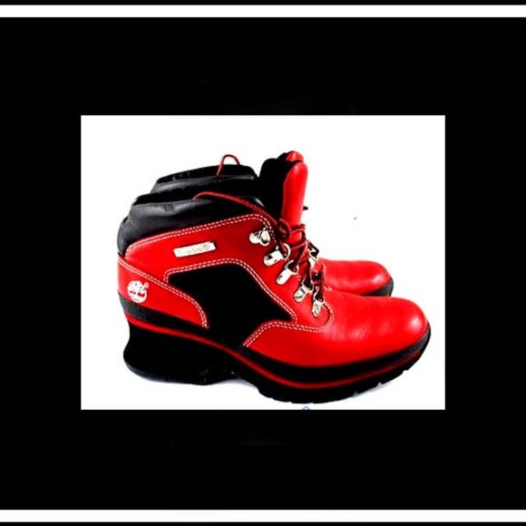 Very Nice Rare Unique Timberland High Grade Genuine Leather Ankle Red Boots, 7 main image 2
